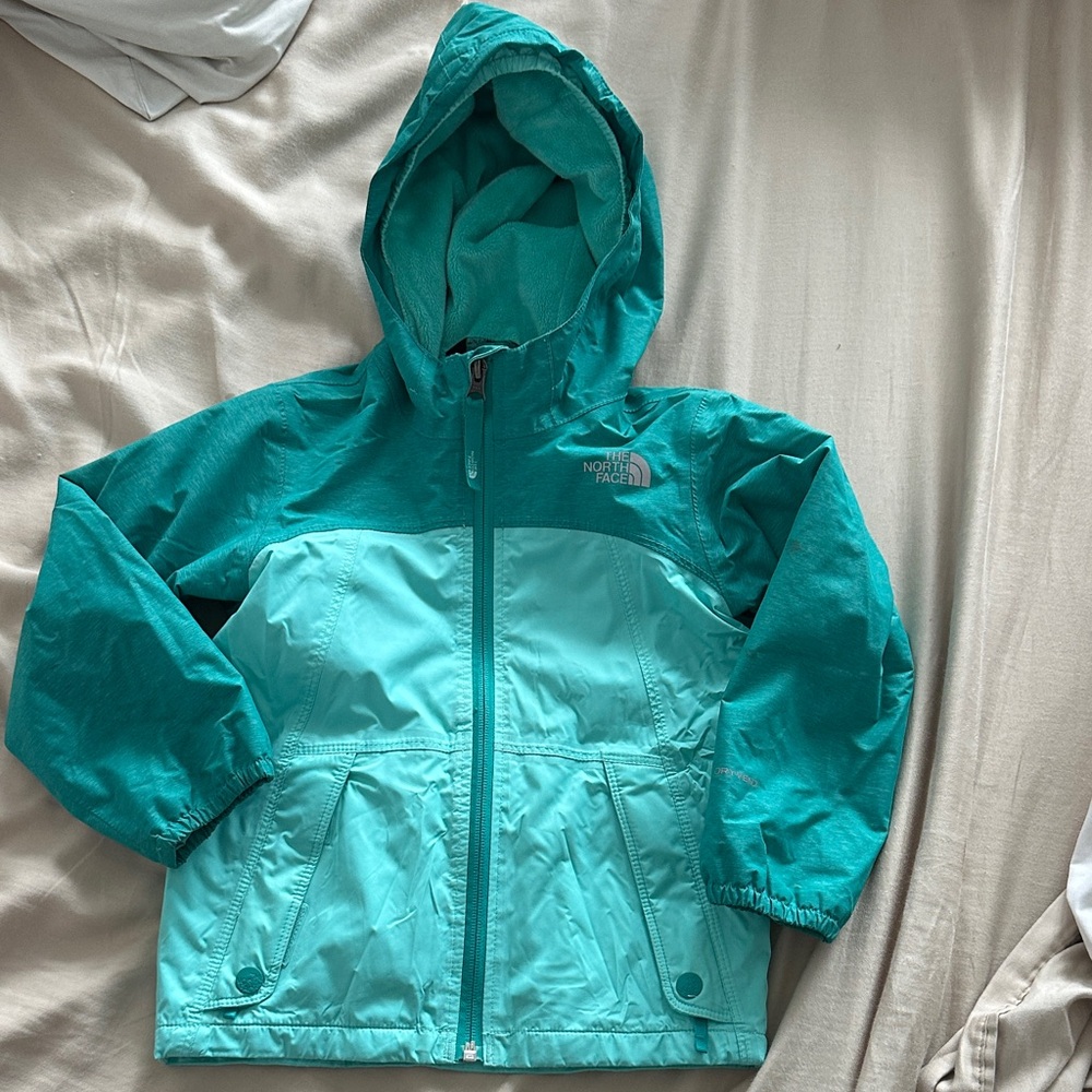 The North Face Aqua and Teal Hooded Jacket